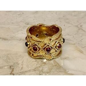 Stunning 18k gold plated sterling garnet ring